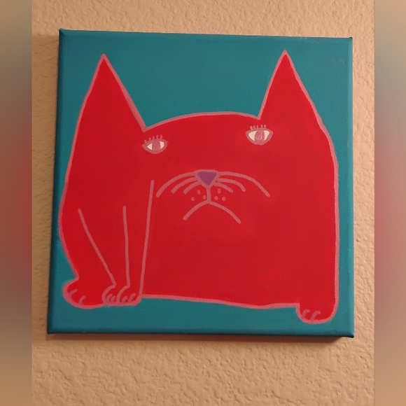 Hand Crafted Other - Original Red Cat Painting